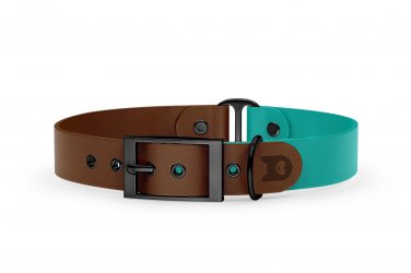 Dog Collar Duo: Dark brown & Pastel green with Black