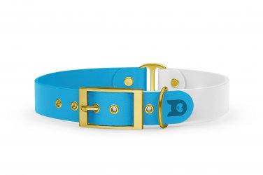Dog Collar Duo: Light blue & White with Gold
