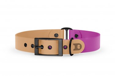 Dog Collar Duo: Light brown & Light purple with Black