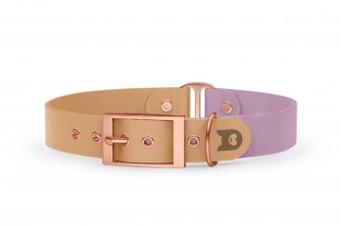 Dog Collar Duo: Light brown & Lilac with Rosegold