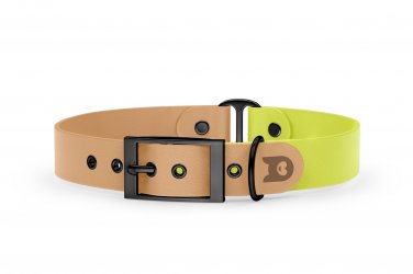 Dog Collar Duo: Light brown & Neon yellow with Black