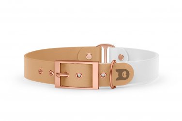 Dog Collar Duo: Light brown & White with Rosegold