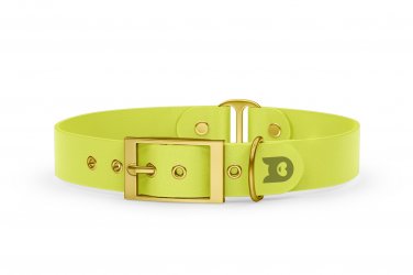 Dog Collar Duo: Neon yellow & Neon yellow with Gold