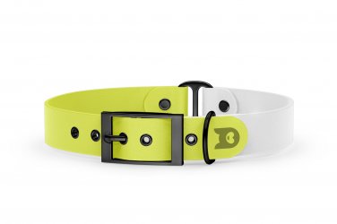 Dog Collar Duo: Neon yellow & White with Black