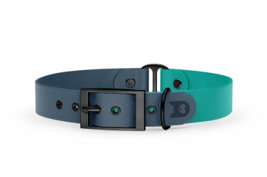 Dog Collar Duo: Petrol & Pastel green with Black