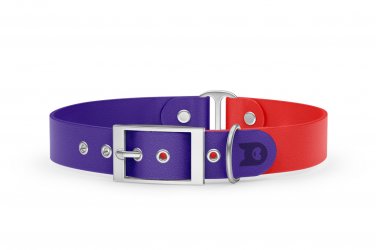 Dog Collar Duo: Purple & Red with Silver