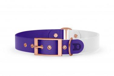 Dog Collar Duo: Purple & White with Rosegold