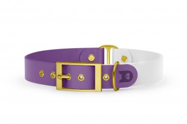 Dog Collar Duo: Purpur & White with Gold