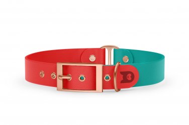 Dog Collar Duo: Red & Pastel green with Rosegold