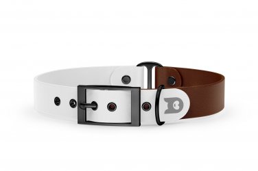 Dog Collar Duo: White & Dark brown with Black