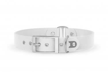 Dog Collar Duo: White & White with Silver