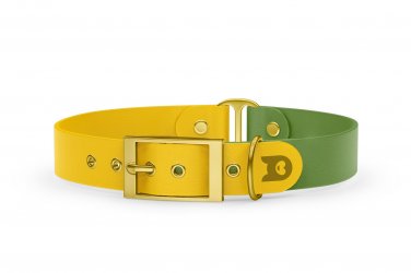 Dog Collar Duo: Yellow & Olive with Gold