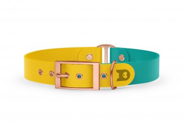Dog Collar Duo: Yellow & Pastel green with Rosegold