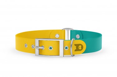 Dog Collar Duo: Yellow & Pastel green with Silver