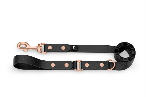 Dog Leash Duo: Black & Black with Rosegold components