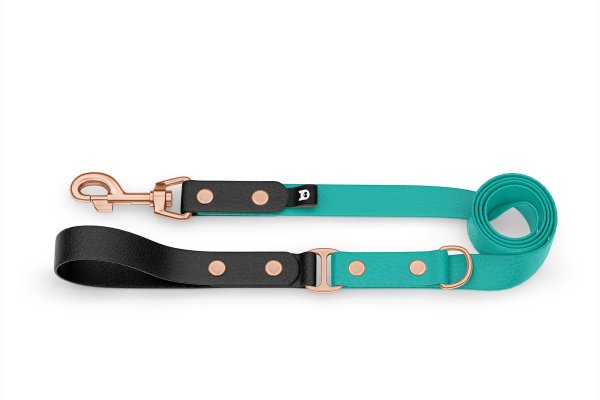 Dog Leash Duo: Black & Pastel green with Rosegold components