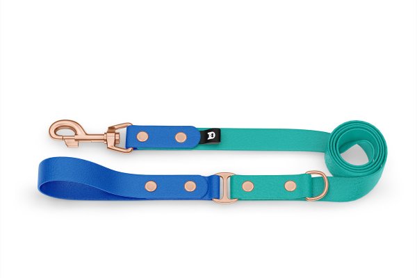 Dog Leash Duo: Blue & Pastel green with Rosegold components