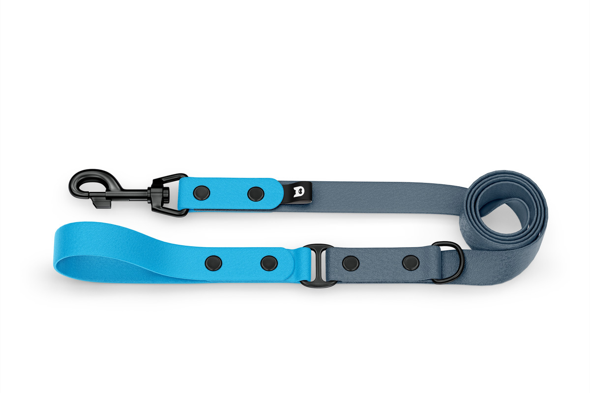 Dog Leash Duo Light blue Petrol with Black components Obodog