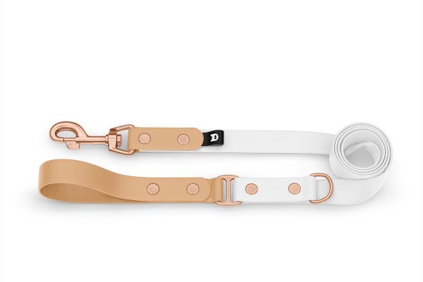Dog Leash Duo: Light brown & White with Rosegold components