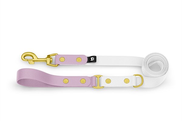 Dog Leash Duo: Lilac & White with Gold components