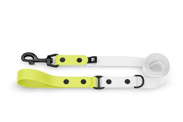 Dog Leash Duo: Neon yellow & White with Black components