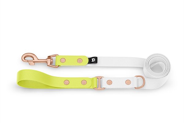 Dog Leash Duo: Neon yellow & White with Rosegold components