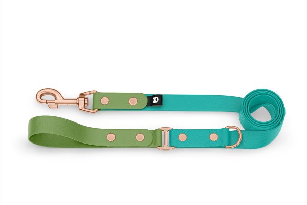 Dog Leash Duo: Olive & Pastel green with Rosegold components