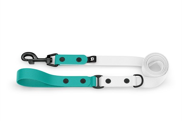 Dog Leash Duo: Pastel green & White with Black components