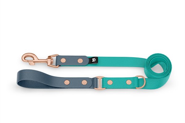 Dog Leash Duo: Petrol & Pastel green with Rosegold components