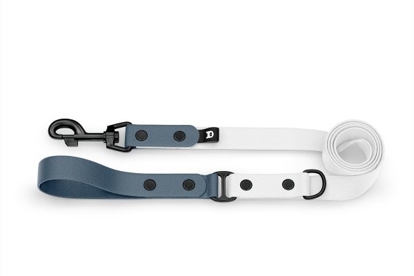 Dog Leash Duo: Petrol & White with Black components
