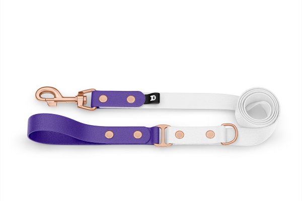 Dog Leash Duo: Purple & White with Rosegold components
