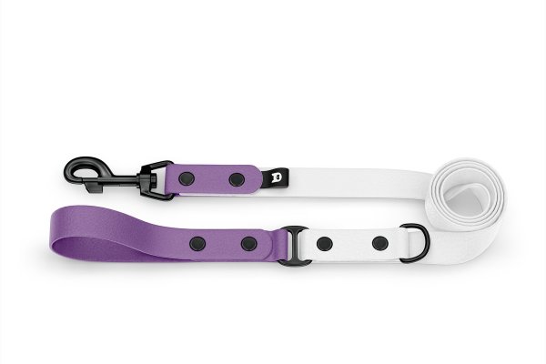 Dog Leash Duo: Purpur & White with Black components