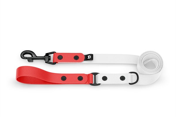 Dog Leash Duo: Red & White with Black components