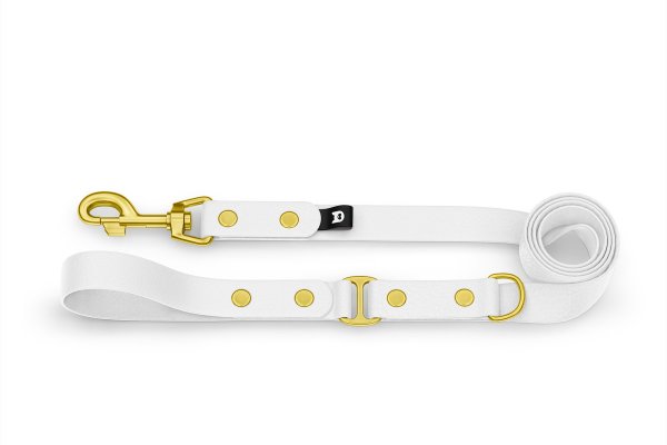 Dog Leash Duo: White & White with Gold components