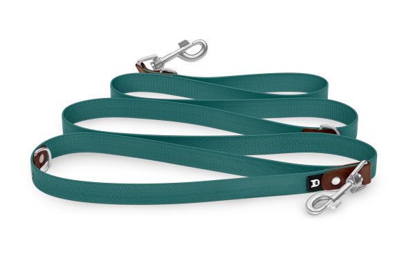 Dog Leash Reduce: Dark brown & Hunter green with Silver components