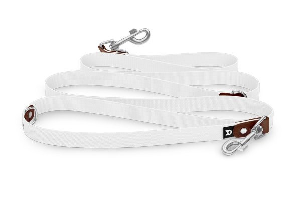 Dog Leash Reduce: Dark brown & White with Silver components