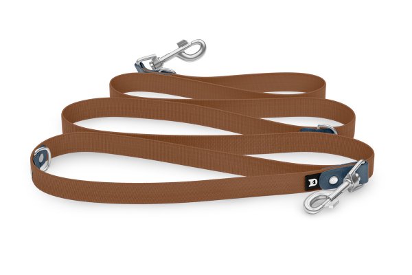 Dog Leash Reduce: Petrol & Brown with Silver components